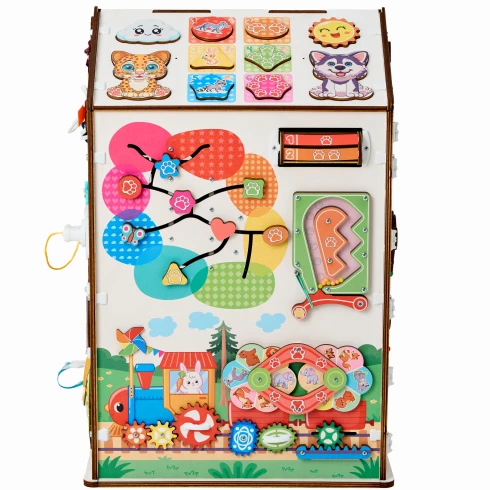 Бизиборд домик Лапки Макси 38х40х60 см, со светом